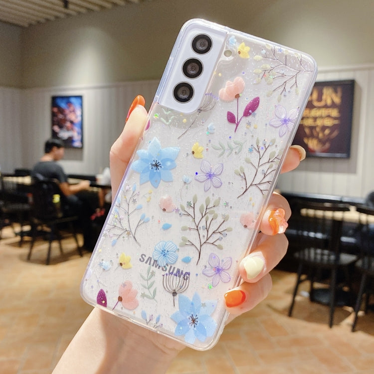 For Samsung Galaxy A54 5G Fresh Small Floral Epoxy TPU Phone Case(D05 Blue Floral) - Galaxy Phone Cases by PMC TechLife | Online Shopping South Africa | PMC TechLife