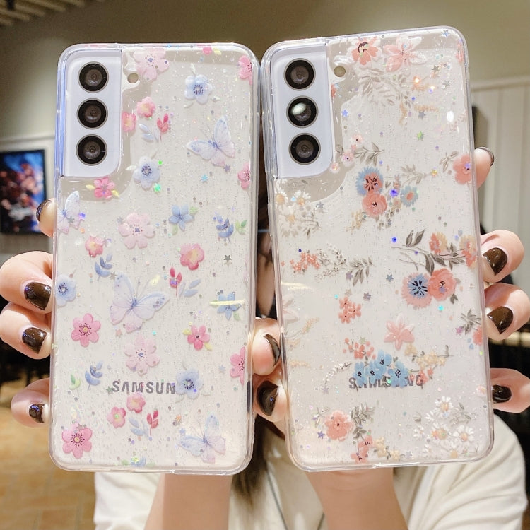 For Samsung Galaxy A54 5G Fresh Small Floral Epoxy TPU Phone Case(D05 Blue Floral)
