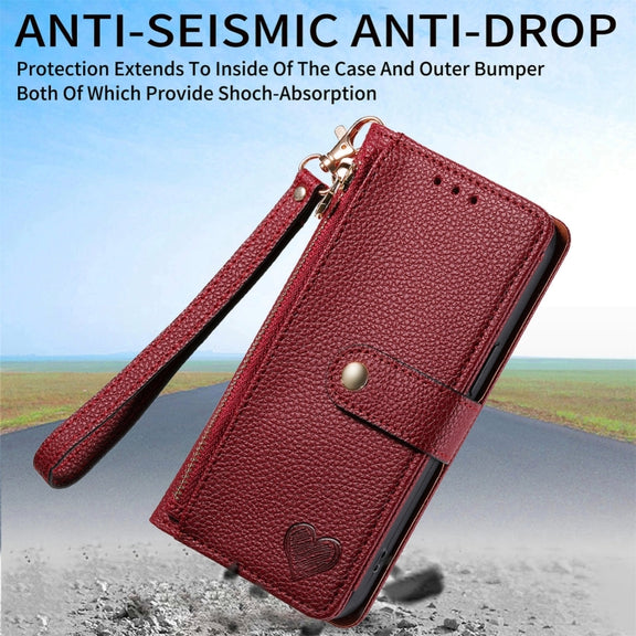For Samsung Galaxy S24 Ultra 5G Love Zipper Lanyard Leather Phone Case(Green)
