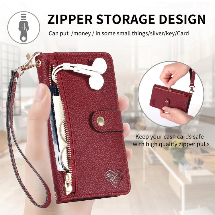 For Samsung Galaxy S24 Ultra 5G Love Zipper Lanyard Leather Phone Case(Green)