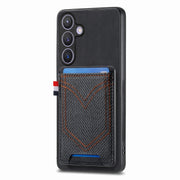 For Samsung Galaxy S25 5G Denim Texture Leather Skin Phone Case with Card Slot(Black)