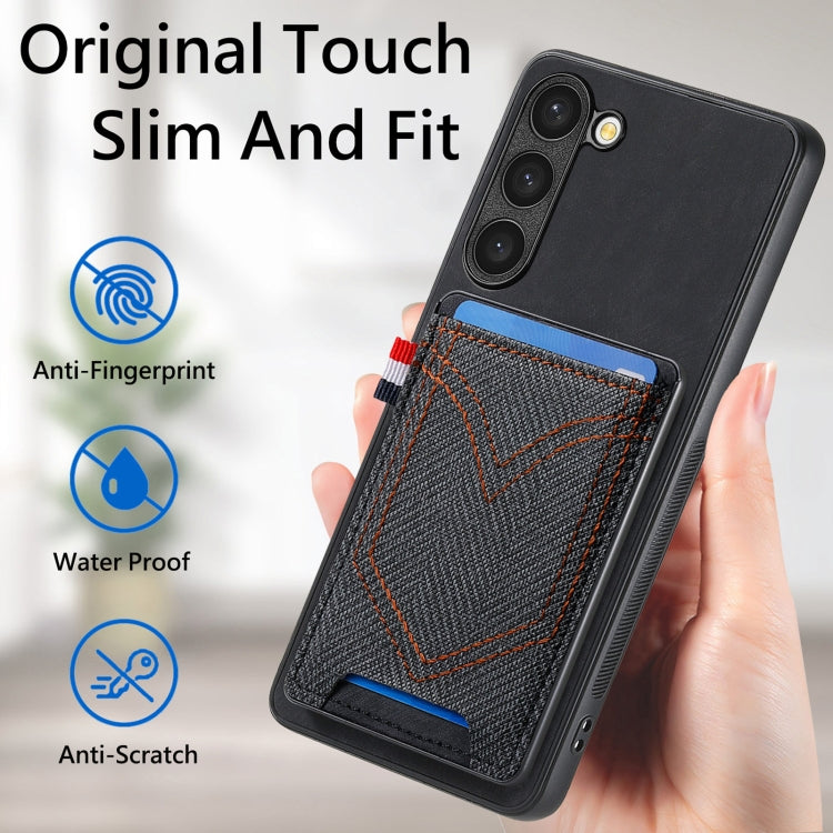 For Samsung Galaxy S25 5G Denim Texture Leather Skin Phone Case with Card Slot(Black)