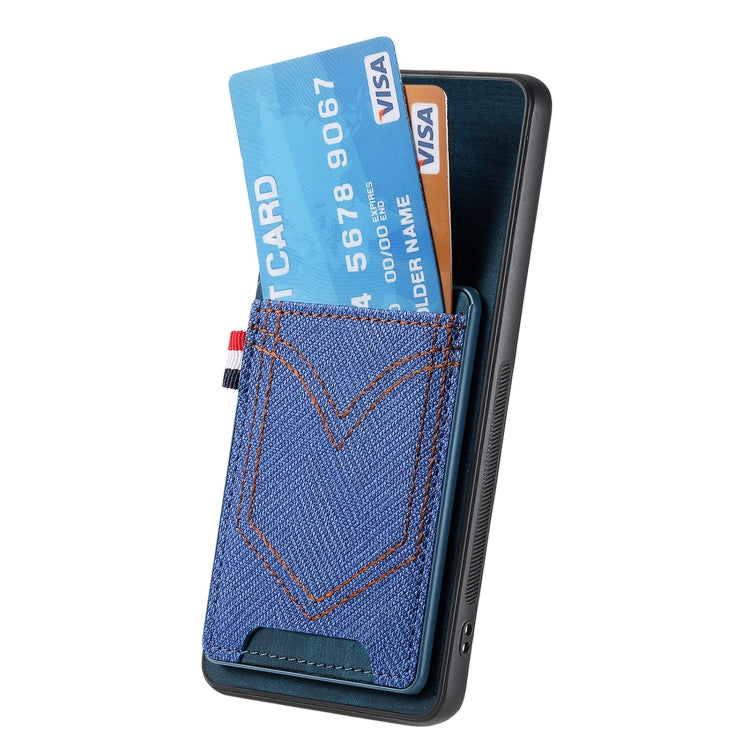 For Samsung Galaxy S25 5G Denim Texture Leather Skin Phone Case with Card Slot(Blue) - Galaxy S25 5G Cases by PMC Jewellery | Online Shopping South Africa | PMC Jewellery | Buy Now Pay Later Mobicred