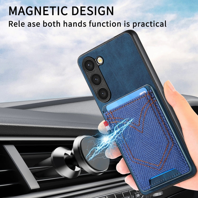 For Samsung Galaxy S25 5G Denim Texture Leather Skin Phone Case with Card Slot(Blue) - Galaxy S25 5G Cases by PMC Jewellery | Online Shopping South Africa | PMC Jewellery | Buy Now Pay Later Mobicred
