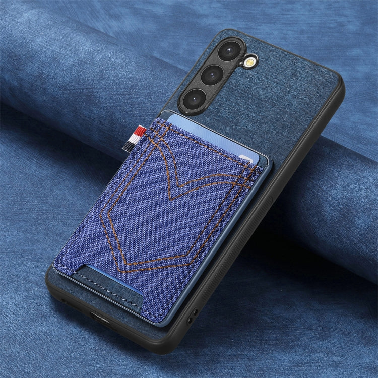 For Samsung Galaxy S25+ 5G Denim Texture Leather Skin Phone Case with Card Slot(Blue) - Galaxy S25+ 5G Cases by PMC Jewellery | Online Shopping South Africa | PMC Jewellery | Buy Now Pay Later Mobicred