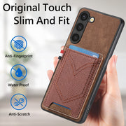 For Samsung Galaxy S25+ 5G Denim Texture Leather Skin Phone Case with Card Slot(Brown)
