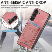 For Samsung Galaxy S25+ 5G Denim Texture Leather Skin Phone Case with Card Slot(Pink)