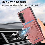 For Samsung Galaxy S25+ 5G Denim Texture Leather Skin Phone Case with Card Slot(Pink)