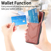 For Samsung Galaxy S25+ 5G Denim Texture Leather Skin Phone Case with Card Slot(Pink)
