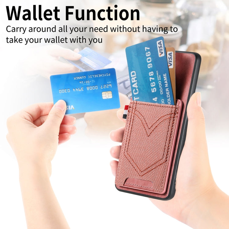 For Samsung Galaxy S25+ 5G Denim Texture Leather Skin Phone Case with Card Slot(Pink)