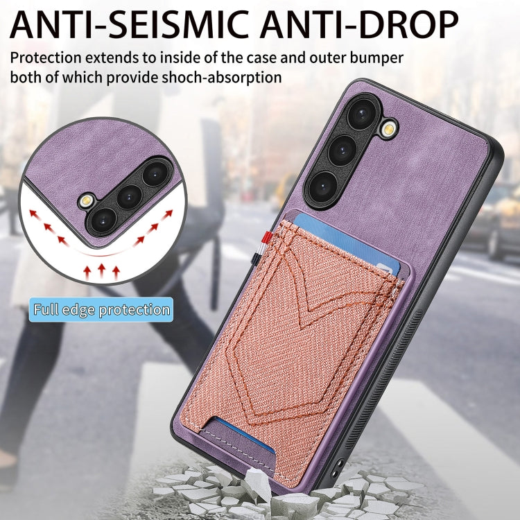 For Samsung Galaxy S25+ 5G Denim Texture Leather Skin Phone Case with Card Slot(Purple) - Galaxy S25+ 5G Cases by PMC Jewellery | Online Shopping South Africa | PMC Jewellery | Buy Now Pay Later Mobicred