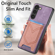 For Samsung Galaxy S25+ 5G Denim Texture Leather Skin Phone Case with Card Slot(Purple)