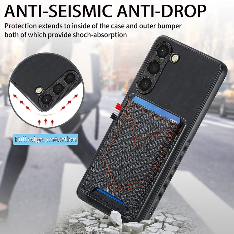 For Samsung Galaxy S25 Ultra 5G Denim Texture Leather Skin Phone Case with Card Slot(Black) - Galaxy S25 Ultra 5G Cases by PMC Jewellery | Online Shopping South Africa | PMC Jewellery | Buy Now Pay Later Mobicred