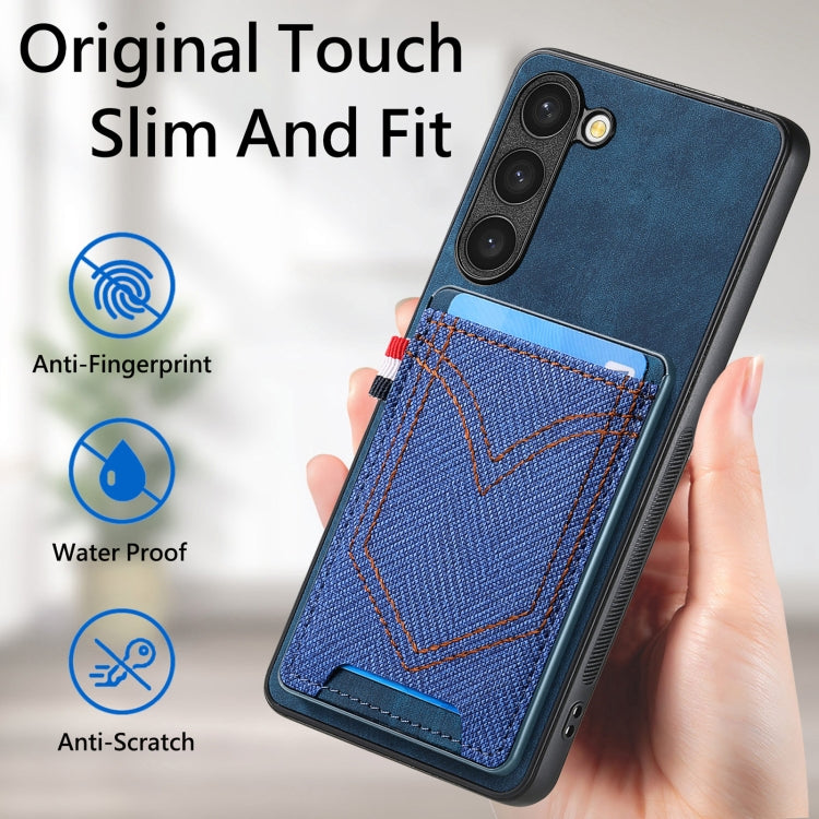 For Samsung Galaxy S25 Ultra 5G Denim Texture Leather Skin Phone Case with Card Slot(Blue) - Galaxy S25 Ultra 5G Cases by PMC Jewellery | Online Shopping South Africa | PMC Jewellery | Buy Now Pay Later Mobicred