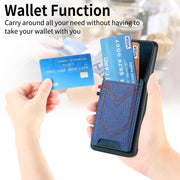 For Samsung Galaxy S25 Ultra 5G Denim Texture Leather Skin Phone Case with Card Slot(Blue)