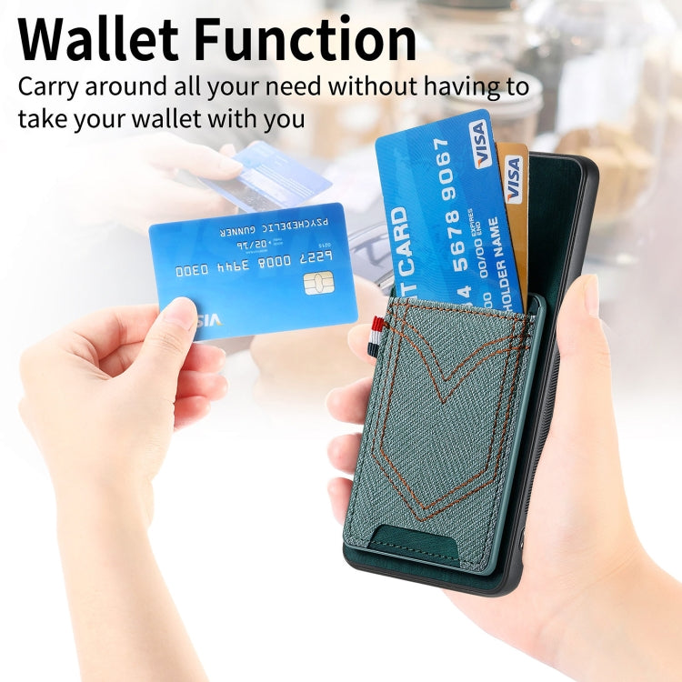 For Samsung Galaxy S25 Ultra 5G Denim Texture Leather Skin Phone Case with Card Slot(Green) - Galaxy S25 Ultra 5G Cases by PMC Jewellery | Online Shopping South Africa | PMC Jewellery | Buy Now Pay Later Mobicred