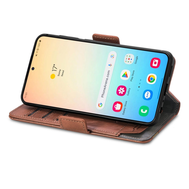 For Samsung Galaxy S25 5G CaseNeo Splicing Dual Magnetic Buckle Leather Phone Case(Brown) - Galaxy S25 5G Cases by CaseNeo | Online Shopping South Africa | PMC Jewellery | Buy Now Pay Later Mobicred
