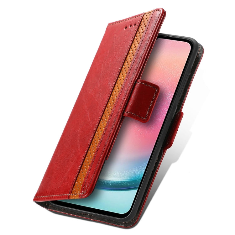 For Samsung Galaxy S25 5G CaseNeo Splicing Dual Magnetic Buckle Leather Phone Case(Red) - Galaxy S25 5G Cases by CaseNeo | Online Shopping South Africa | PMC Jewellery | Buy Now Pay Later Mobicred