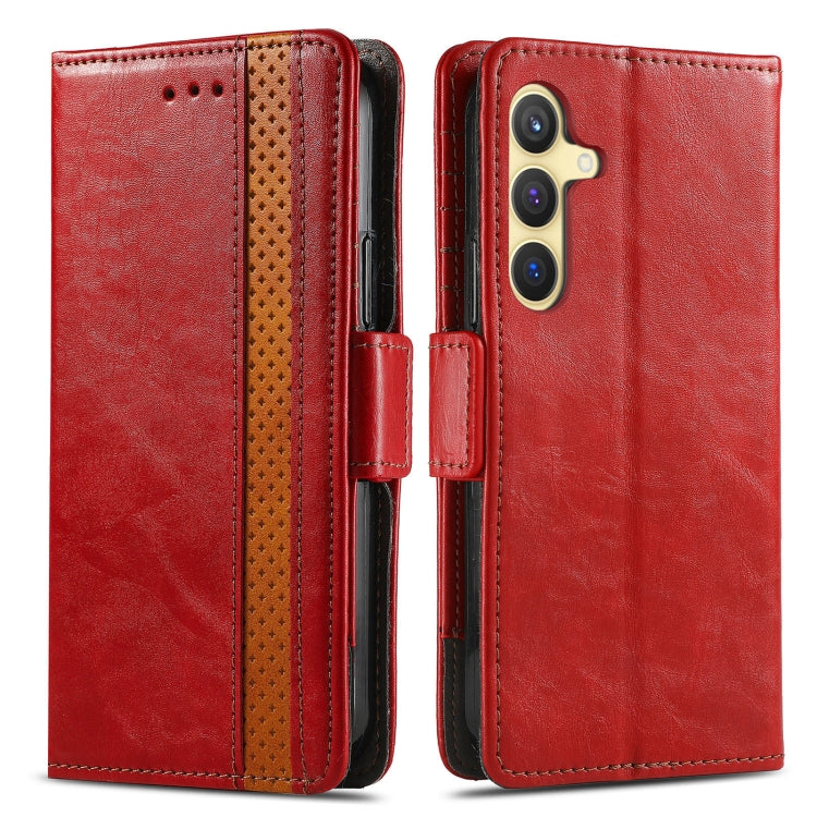 For Samsung Galaxy S25+ 5G CaseNeo Splicing Dual Magnetic Buckle Leather Phone Case(Red) - Galaxy S25+ 5G Cases by CaseNeo | Online Shopping South Africa | PMC Jewellery | Buy Now Pay Later Mobicred