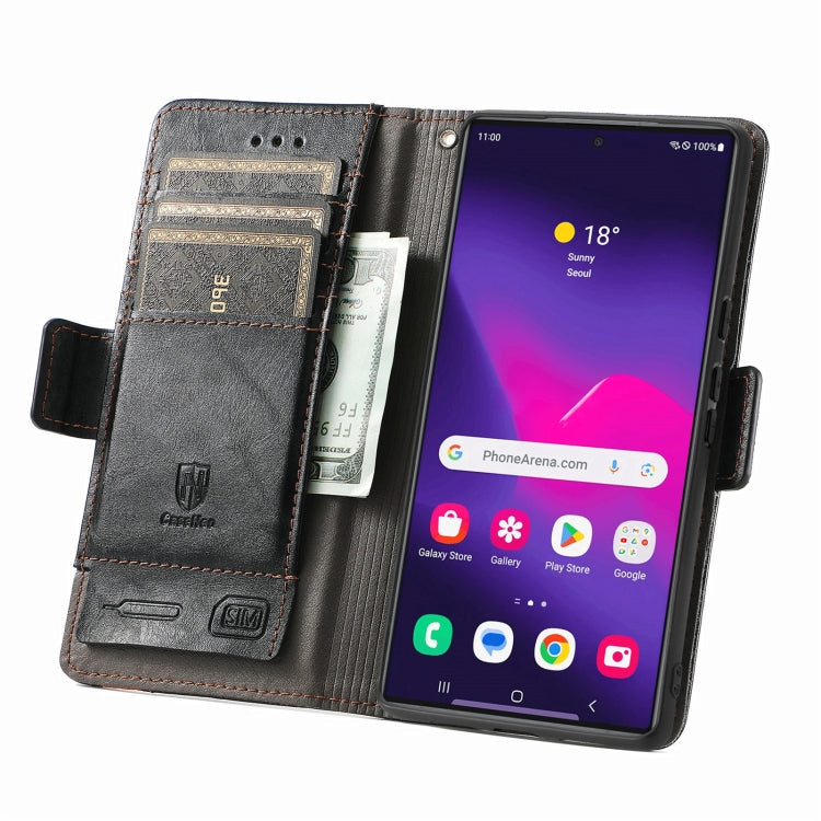 For Samsung Galaxy S25 Ultra 5G CaseNeo Splicing Dual Magnetic Buckle Leather Phone Case(Black) - free shipping - PMC Jewellery - Order now!