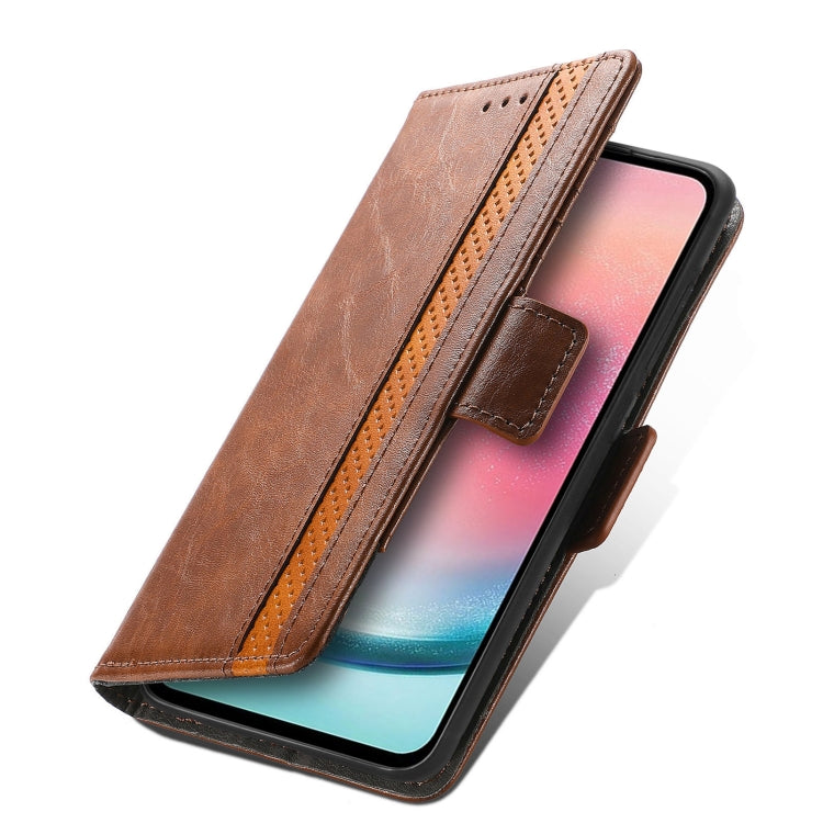 For Samsung Galaxy S25 Ultra 5G CaseNeo Splicing Dual Magnetic Buckle Leather Phone Case(Brown)