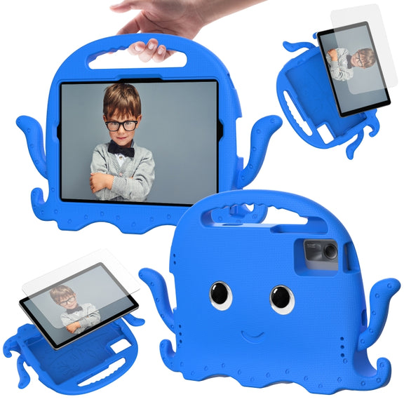 For Samsung Galaxy Tab S9 / S9 FE / S7 / S8 Octopus Style EVA Hybrid PC Shockproof Tablet Case with Strap(Blue)