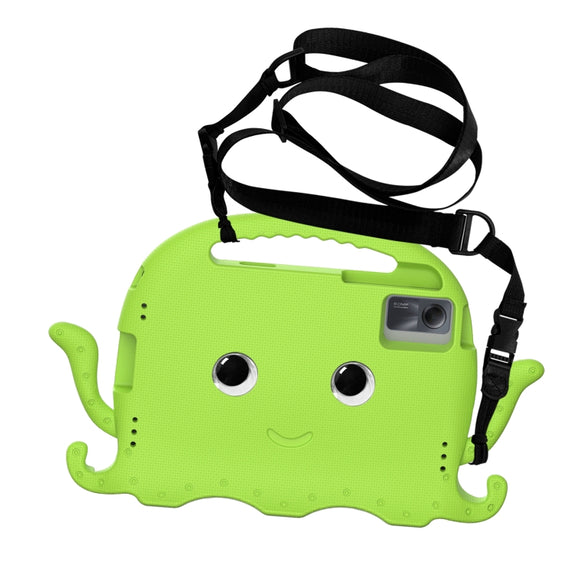 For Samsung Galaxy Tab S9 / S9 FE / S7 / S8 Octopus Style EVA Hybrid PC Shockproof Tablet Case with Strap(Grass Green)