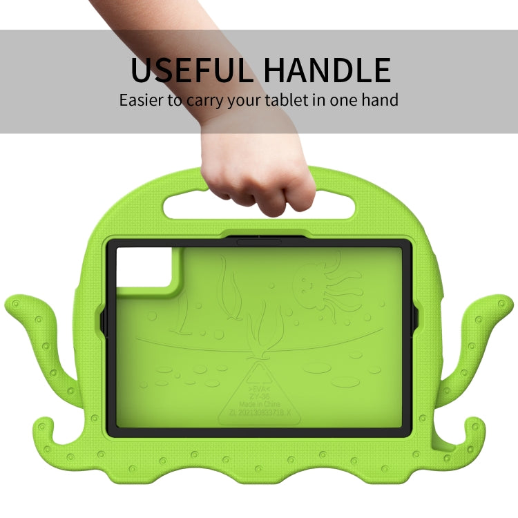 For Samsung Galaxy Tab S9 / S9 FE / S7 / S8 Octopus Style EVA Hybrid PC Shockproof Tablet Case with Strap(Grass Green)