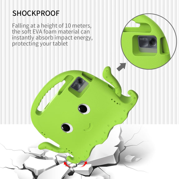 For Samsung Galaxy Tab S9 / S9 FE / S7 / S8 Octopus Style EVA Hybrid PC Shockproof Tablet Case with Strap(Grass Green)