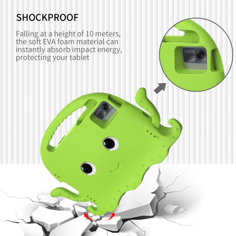 For Samsung Galaxy Tab S9 / S9 FE / S7 / S8 Octopus Style EVA Hybrid PC Shockproof Tablet Case with Strap(Grass Green)