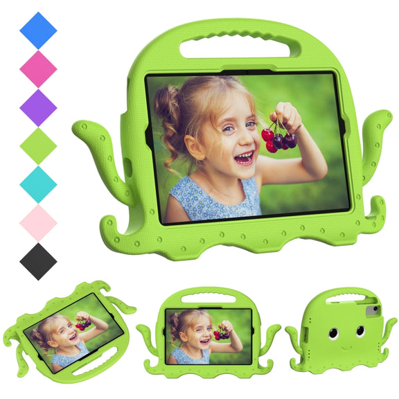 For Samsung Galaxy Tab S9 / S9 FE / S7 / S8 Octopus Style EVA Hybrid PC Shockproof Tablet Case with Strap(Grass Green)