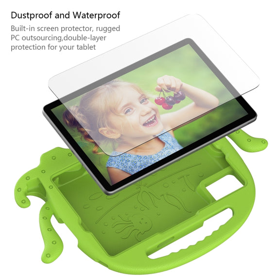 For Samsung Galaxy Tab S9 / S9 FE / S7 / S8 Octopus Style EVA Hybrid PC Shockproof Tablet Case with Strap(Grass Green)