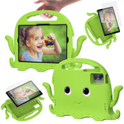 For Samsung Galaxy Tab S9 / S9 FE / S7 / S8 Octopus Style EVA Hybrid PC Shockproof Tablet Case with Strap(Grass Green)