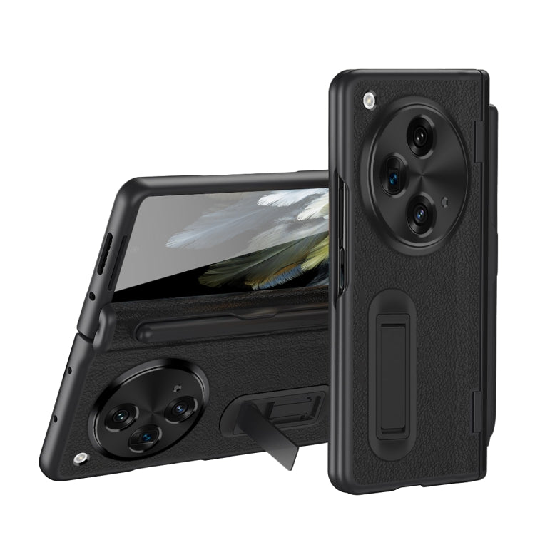 For OPPO Find N3 Integrated Film Plain Leather Phone Case with Pen(Black) - Find N3 Cases by PMC TechLife | Online Shopping South Africa | PMC TechLife | Buy Now Pay Later Mobicred