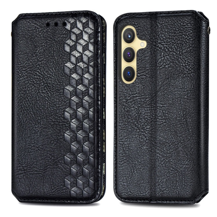 For Samsung Galaxy S25 5G Cubic Grid Pressed Magnetic Leather Phone Case(Black) - Galaxy S25 5G Cases by PMC Jewellery | Online Shopping South Africa | PMC Jewellery | Buy Now Pay Later Mobicred