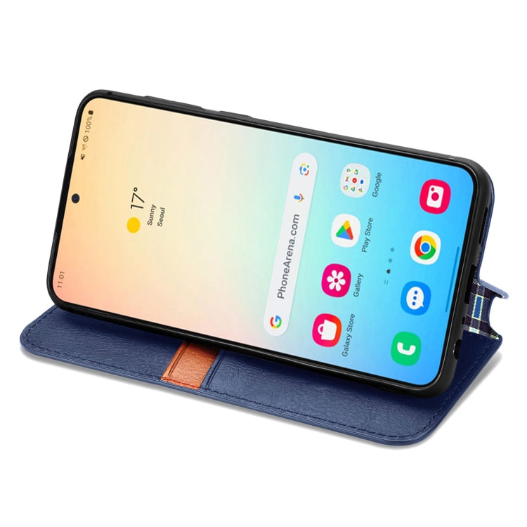 For Samsung Galaxy S25+ 5G Cubic Grid Pressed Magnetic Leather Phone Case(Blue) - Galaxy S25+ 5G Cases by PMC Jewellery | Online Shopping South Africa | PMC Jewellery | Buy Now Pay Later Mobicred