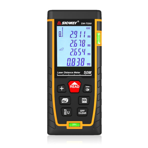 SNDWAY Double Horizontal bubble Rangefinder Laser Distance Meter Range Hand Tool Device SW-TG50