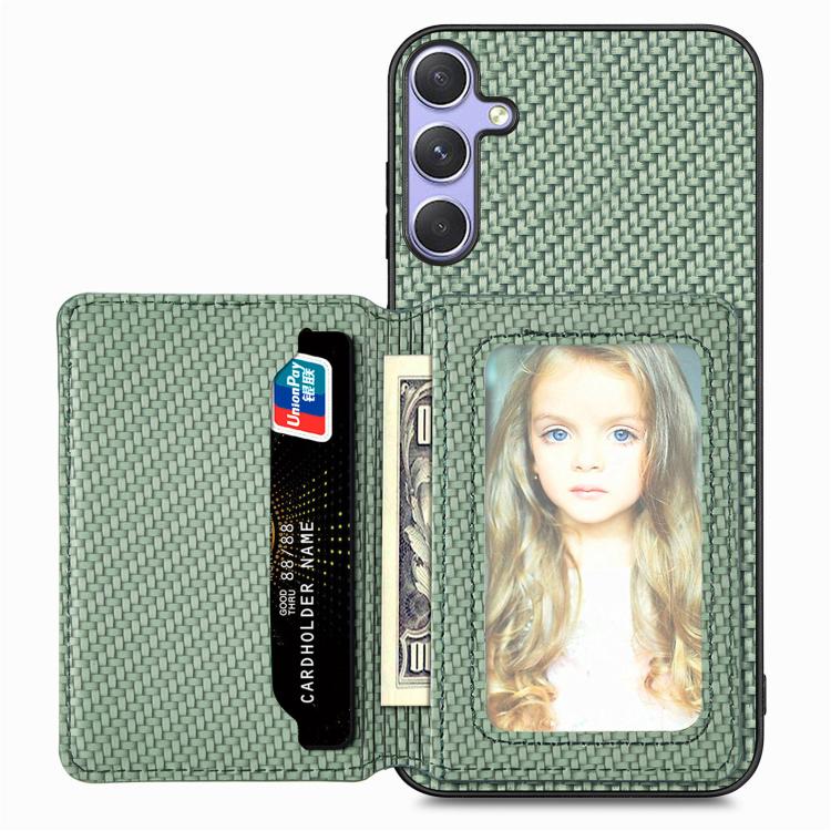 For Samsung Galaxy S25 Ultra 5G Carbon Fiber Magnetic Card Wallet RFID Blocking Phone Case(Green) - Galaxy S25 Ultra 5G Cases by PMC Jewellery | Online Shopping South Africa | PMC Jewellery | Buy Now Pay Later Mobicred