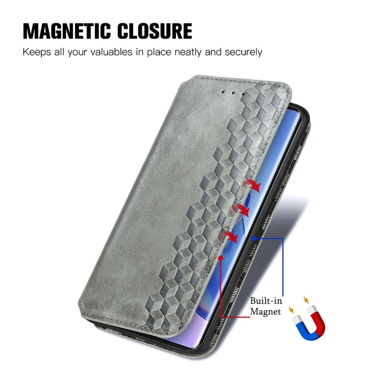 For Blackview A200 Pro Cubic Grid Pressed Magnetic Leather Phone Case(Grey) - More Brand by PMC TechLife | Online Shopping South Africa | PMC TechLife
