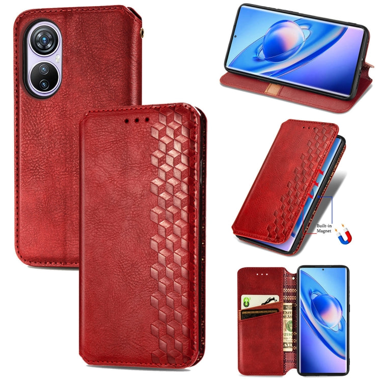 For Blackview A200 Pro Cubic Grid Pressed Magnetic Leather Phone Case(Red) - More Brand by PMC TechLife | Online Shopping South Africa | PMC TechLife