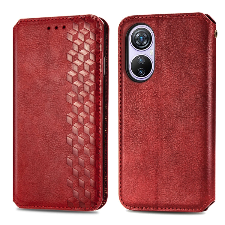 For Blackview A200 Pro Cubic Grid Pressed Magnetic Leather Phone Case(Red) - More Brand by PMC TechLife | Online Shopping South Africa | PMC TechLife