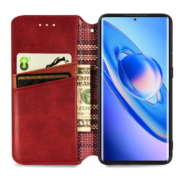 For Blackview A200 Pro Cubic Grid Pressed Magnetic Leather Phone Case(Red) - More Brand by PMC TechLife | Online Shopping South Africa | PMC TechLife