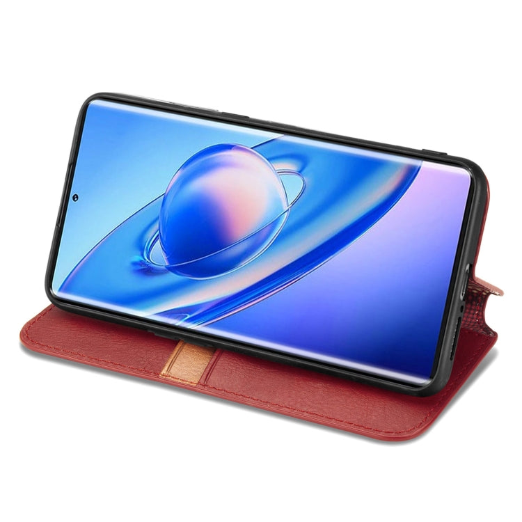 For Blackview A200 Pro Cubic Grid Pressed Magnetic Leather Phone Case(Red) - More Brand by PMC TechLife | Online Shopping South Africa | PMC TechLife