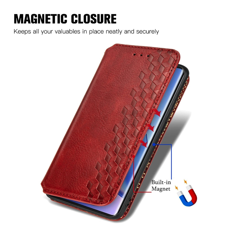 For Blackview A200 Pro Cubic Grid Pressed Magnetic Leather Phone Case(Red) - More Brand by PMC TechLife | Online Shopping South Africa | PMC TechLife