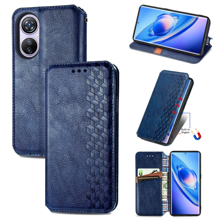 For Blackview A200 Pro Cubic Grid Pressed Magnetic Leather Phone Case(Blue) - More Brand by PMC TechLife | Online Shopping South Africa | PMC TechLife
