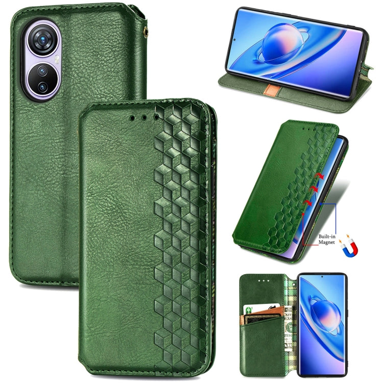 For Blackview A200 Pro Cubic Grid Pressed Magnetic Leather Phone Case(Green) - More Brand by PMC TechLife | Online Shopping South Africa | PMC TechLife