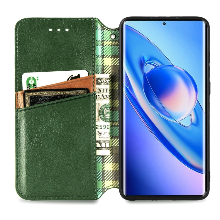 For Blackview A200 Pro Cubic Grid Pressed Magnetic Leather Phone Case(Green) - More Brand by PMC TechLife | Online Shopping South Africa | PMC TechLife