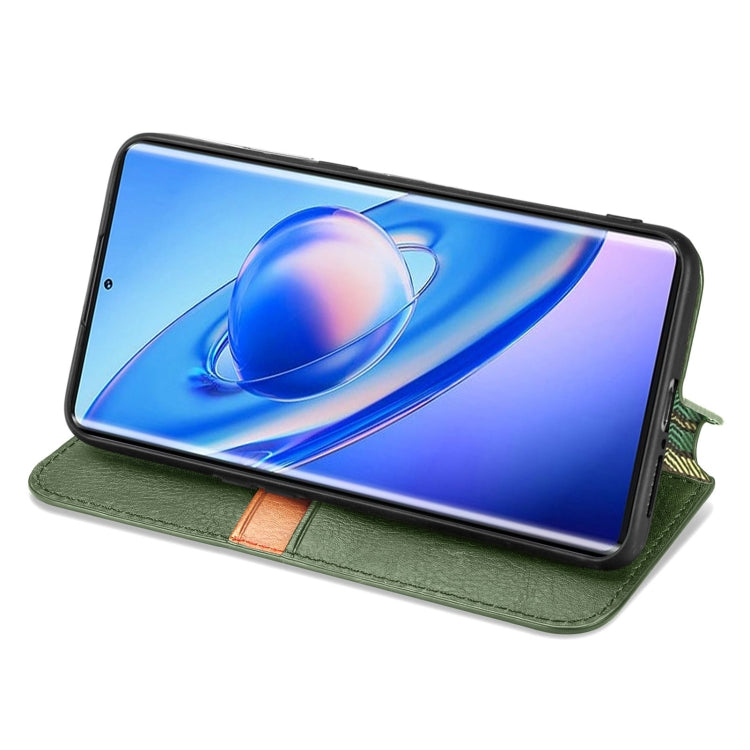 For Blackview A200 Pro Cubic Grid Pressed Magnetic Leather Phone Case(Green) - More Brand by PMC TechLife | Online Shopping South Africa | PMC TechLife