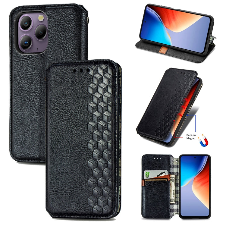 For Blackview A96 Cubic Grid Pressed Magnetic Leather Phone Case(Black) - More Brand by PMC TechLife | Online Shopping South Africa | PMC TechLife
