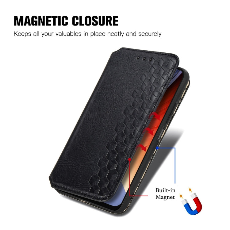 For Blackview A96 Cubic Grid Pressed Magnetic Leather Phone Case(Black) - More Brand by PMC TechLife | Online Shopping South Africa | PMC TechLife
